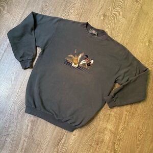 Vintage Cheyenne River Embroidered Duck Crewneck Faded Green